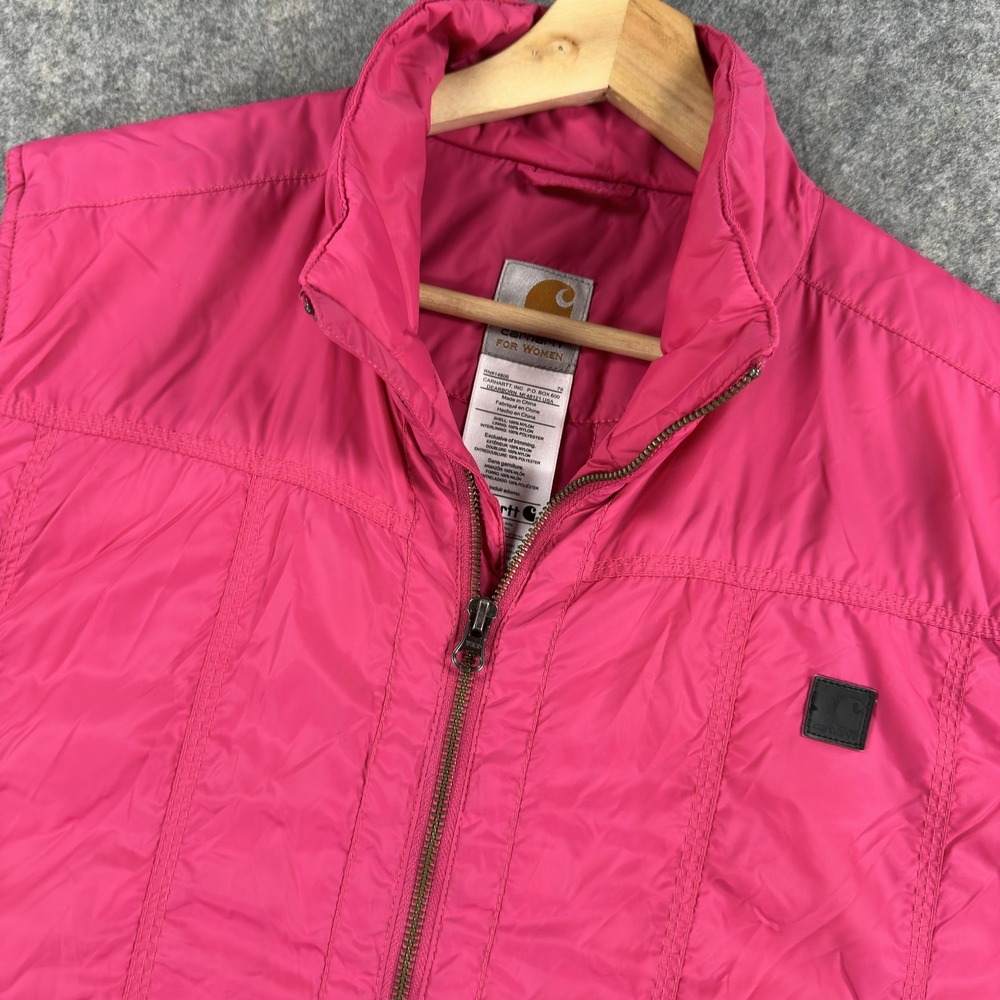 Carhartt‎ Vest Womens XL Pink Nylon Quilted Insulated Full Zip Pockets Outdoor